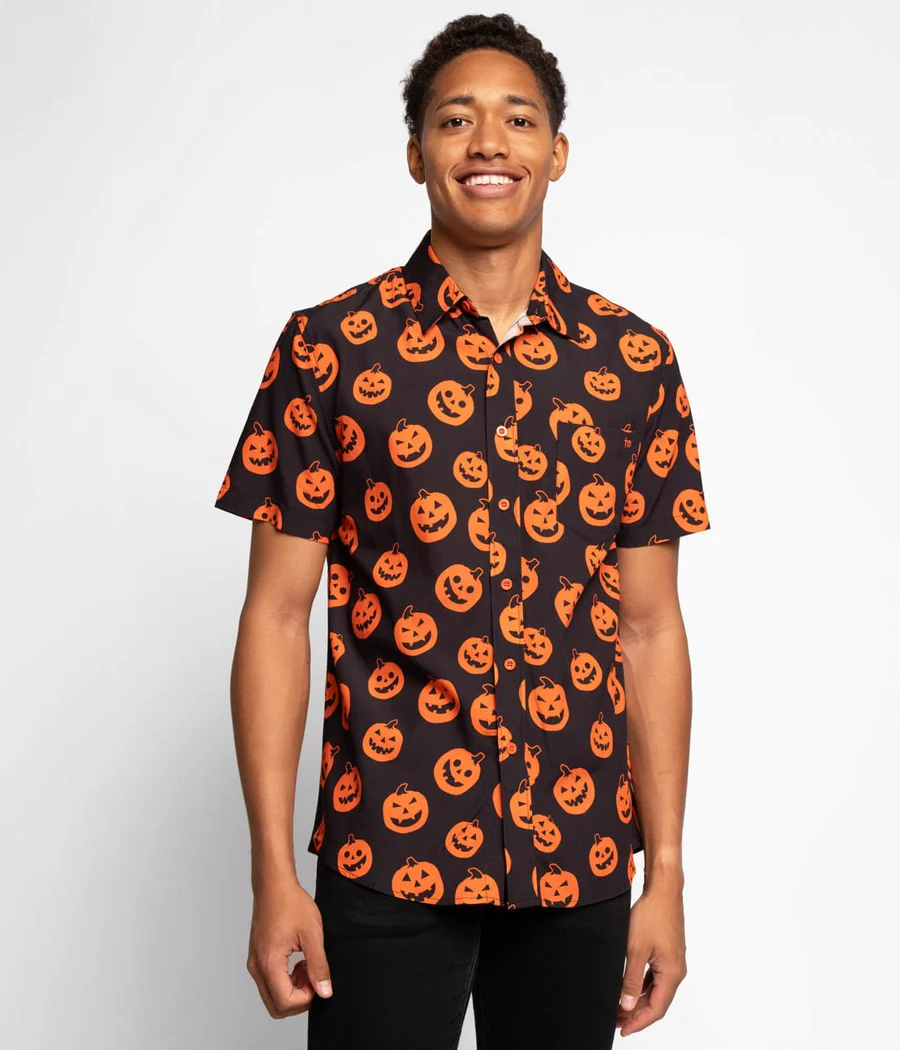 Men's Pumpkin Button Down Shirt - Image 2