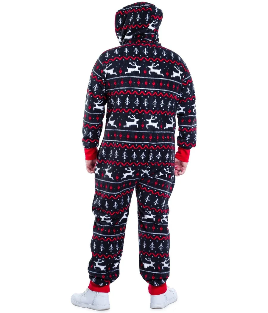 Men's Black and Red Fair Isle Big and Tall Jumpsuit - Image 2