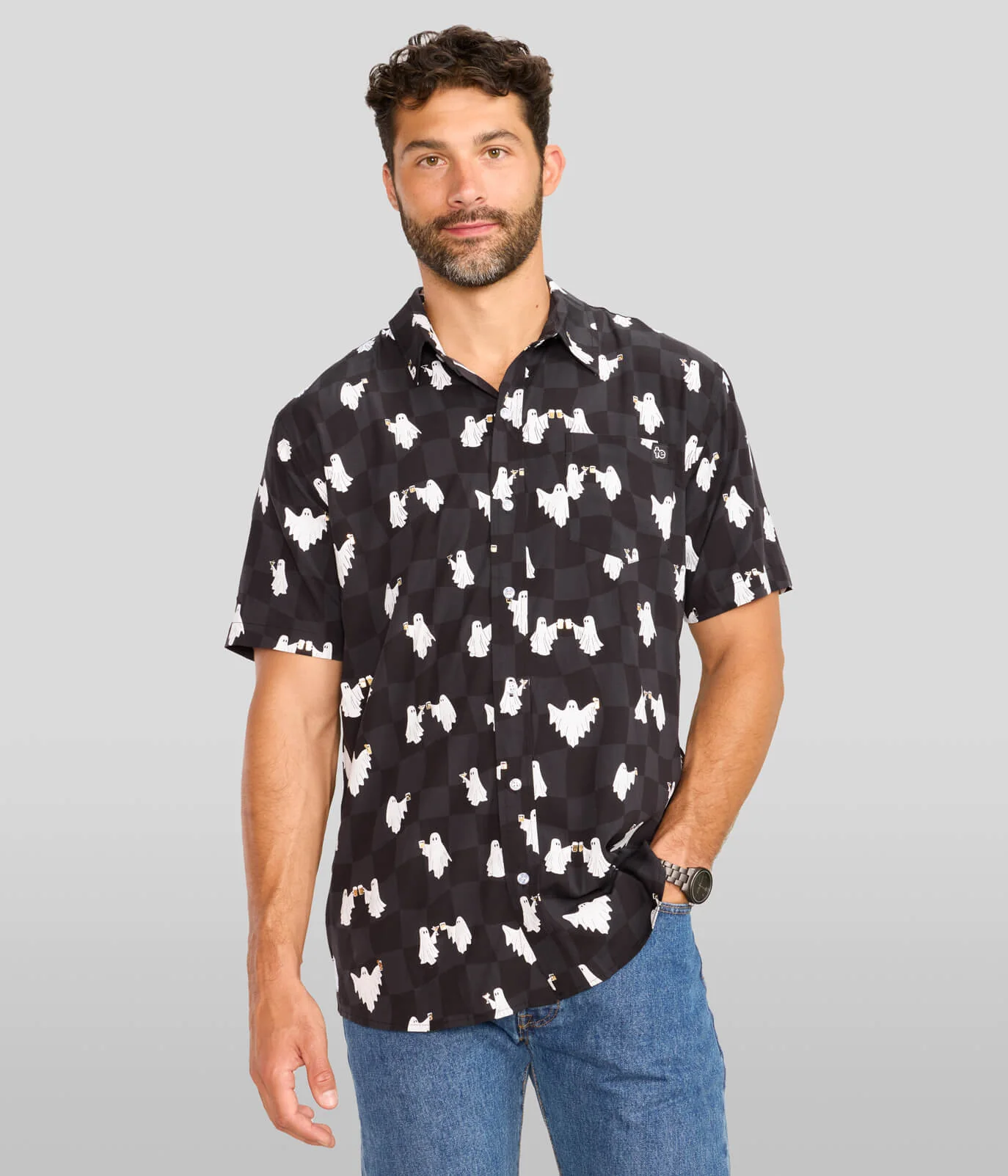 Men's BOOze Ghost Button Down Shirt - Image 6