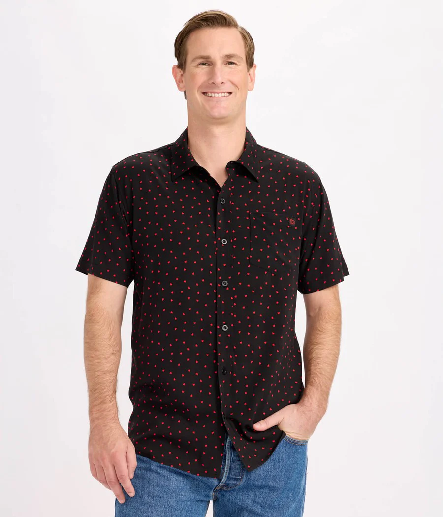 Men's Confetti Heart Button Down Shirt - Image 2