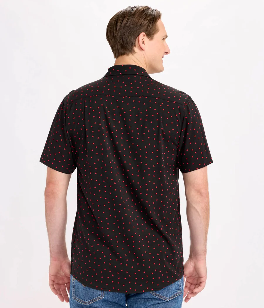 Men's Confetti Heart Button Down Shirt - Image 3