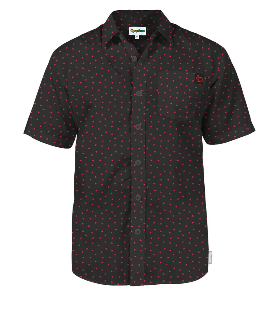 Men's Confetti Heart Button Down Shirt - Image 5