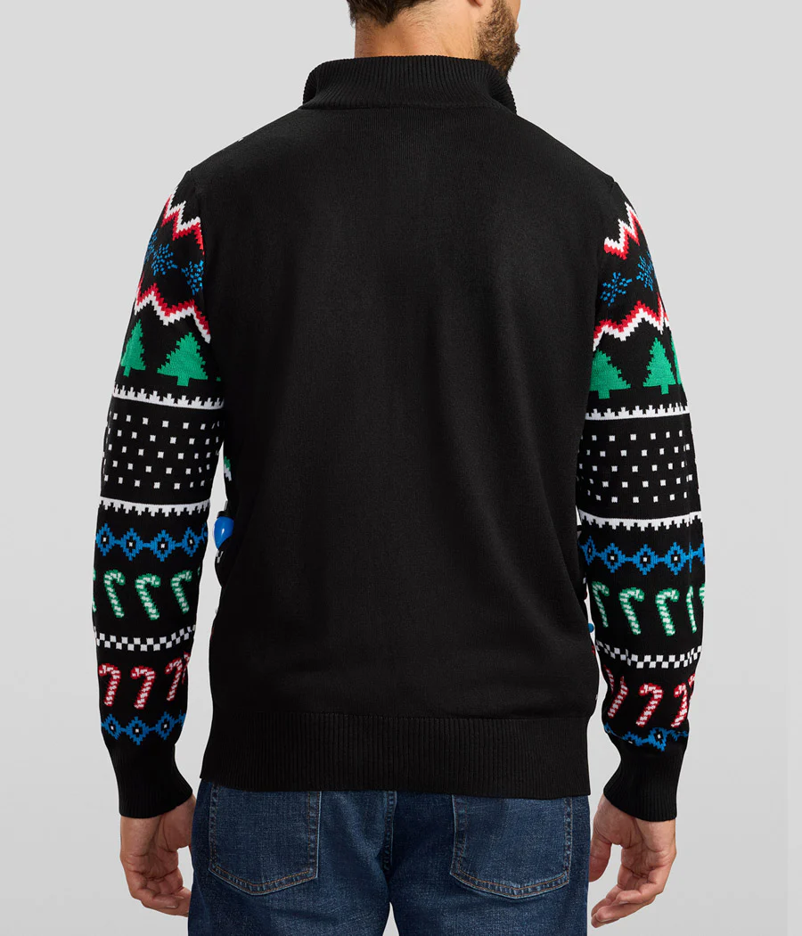 Men's Fair Isle Rudolph Light Up Christmas Cardigan Sweater - Image 3