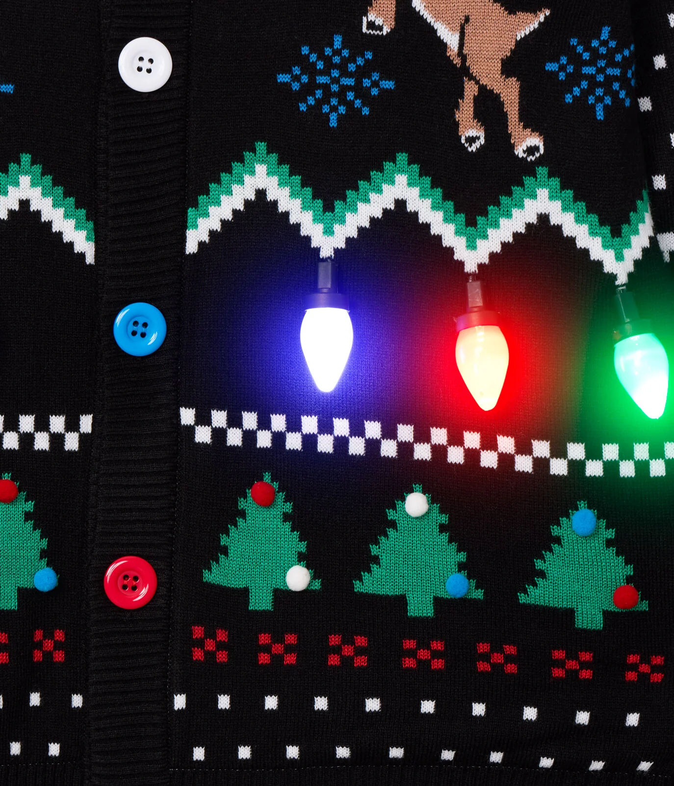 Men's Fair Isle Rudolph Light Up Christmas Cardigan Sweater - Image 8