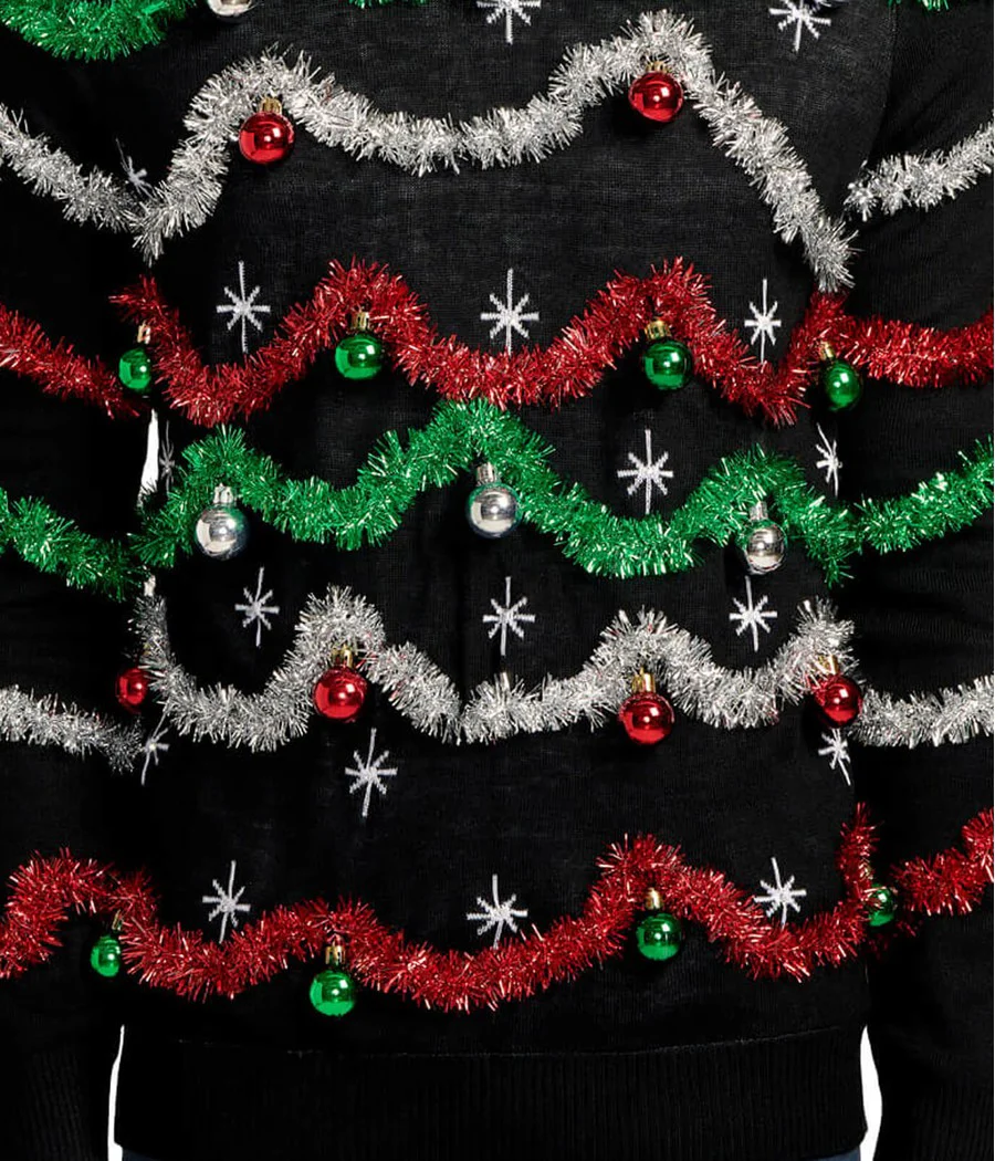 Men's Midnight Garland Light Up Ugly Christmas Sweater - Image 3