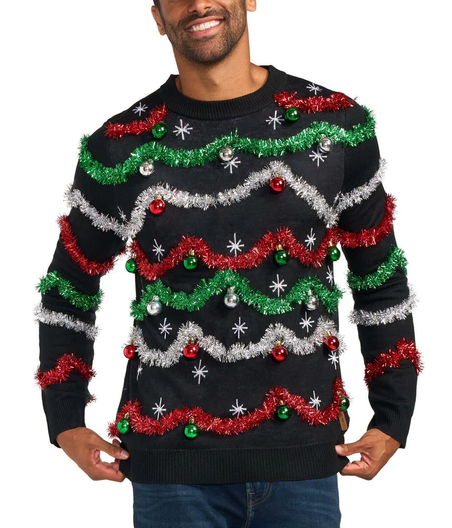 Men's Midnight Garland Light Up Ugly Christmas Sweater - Image 4