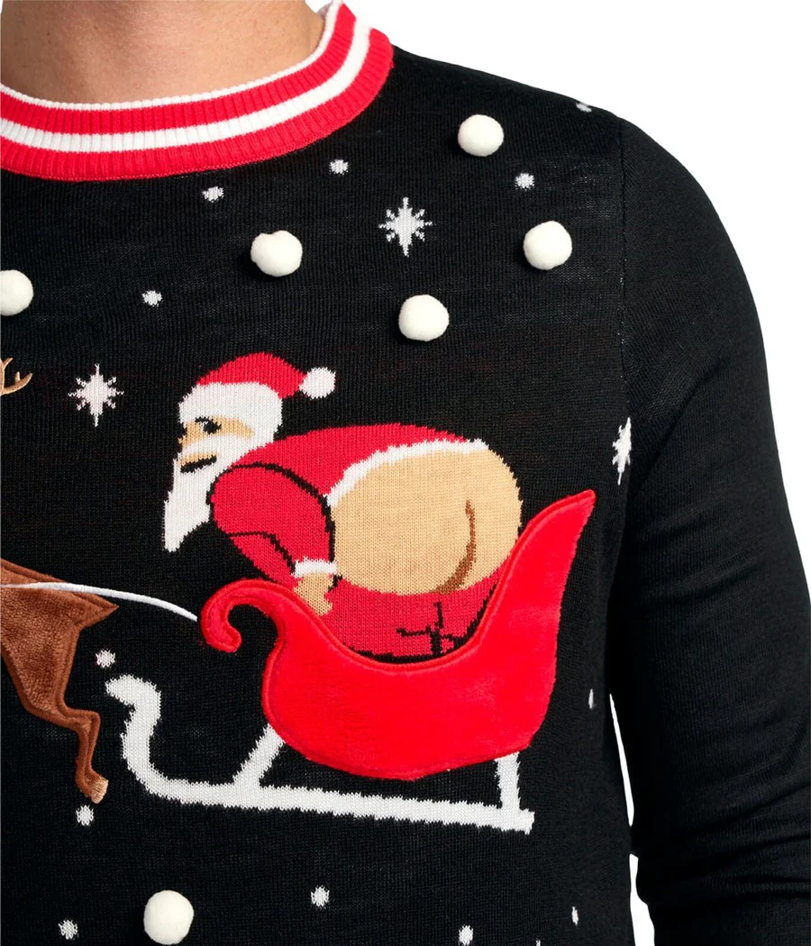 Men's Full Moon Santa Light Up Ugly Christmas Sweater - Image 3
