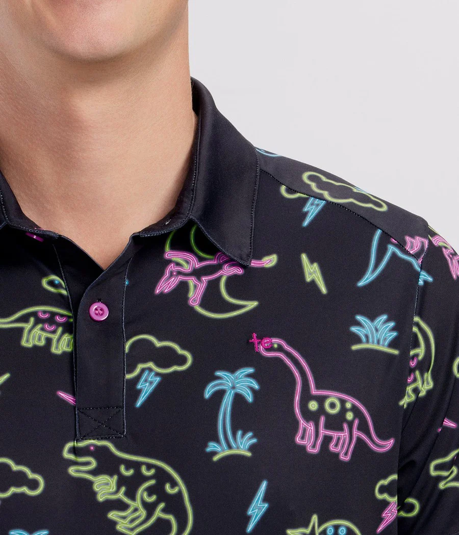 Men's Neon Dinosaur Golf Polo - Image 4