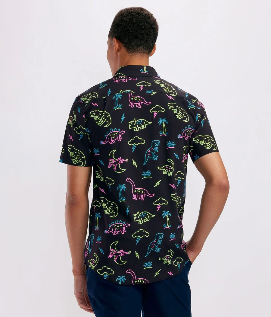 Men's Neon Dinosaur Hawaiian Shirt - Image 3
