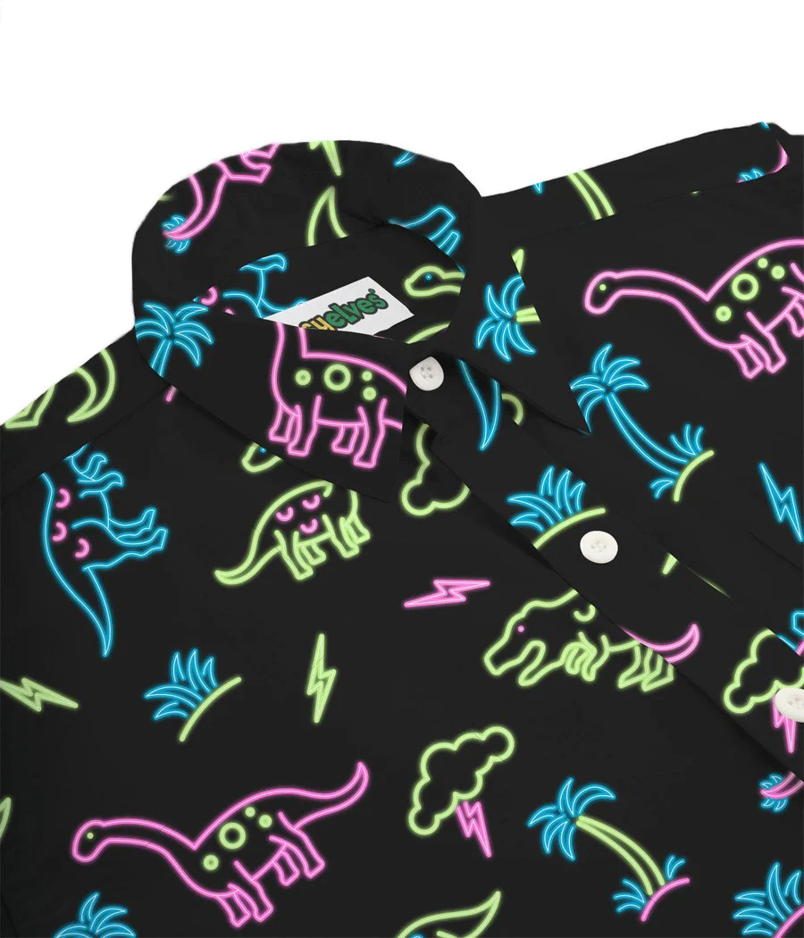 Men's Neon Dinosaur Hawaiian Shirt - Image 4