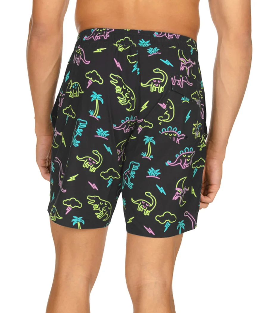 Neon Dinosaur Stretch Swim Trunks - 7.5" Inseam - Image 3