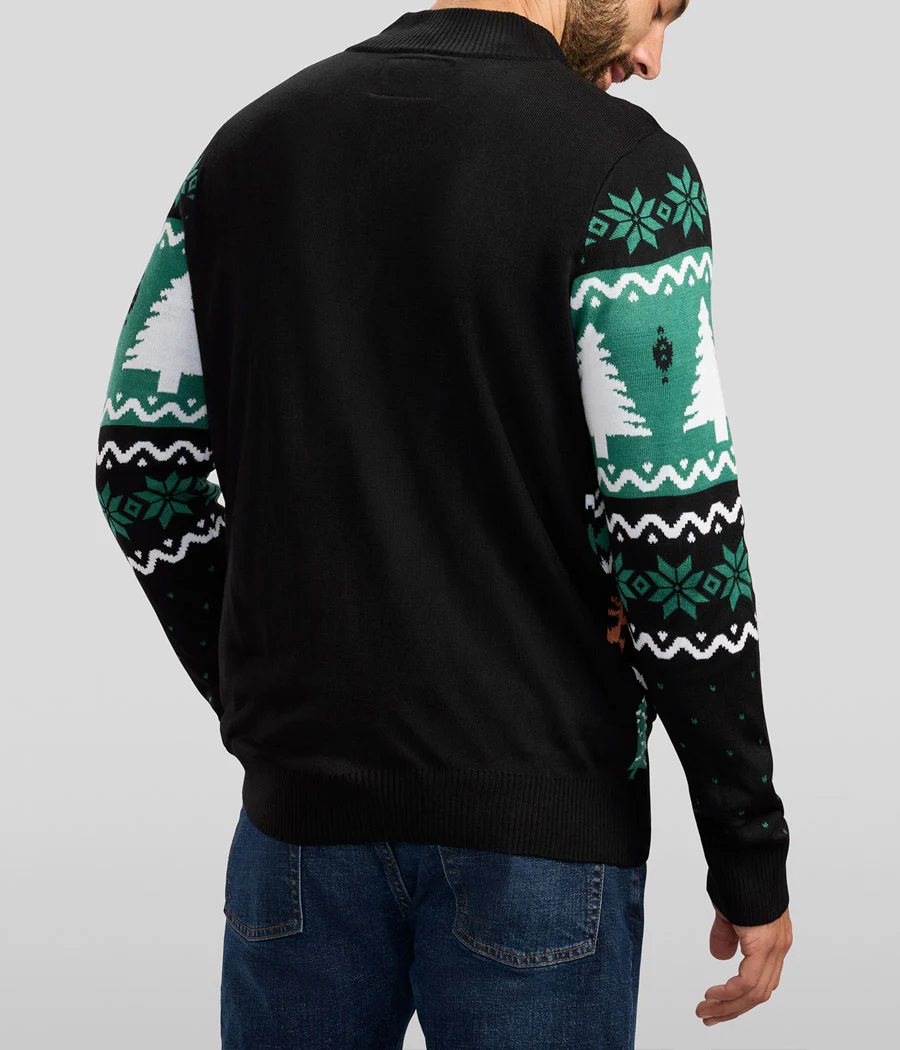 Men's Nutty Noel Ugly Christmas Cardigan Sweater - Image 3