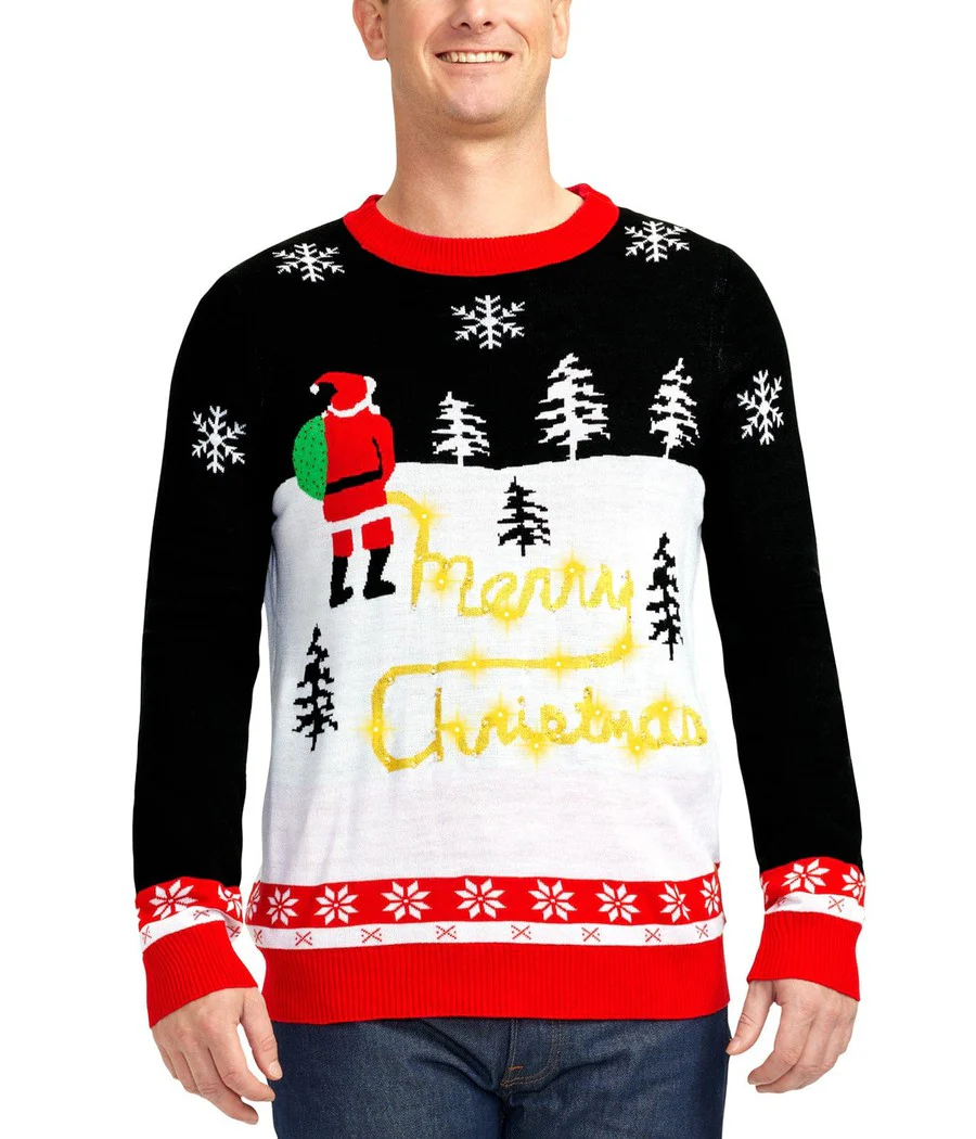 Men's Yellow Snow Light Up Ugly Christmas Sweater - Image 4