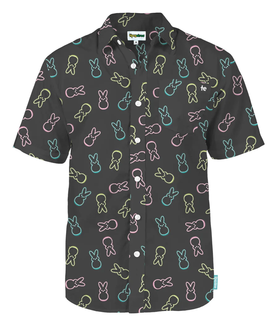 Men's PEEPS® Neon Bunnies Button Down Shirt - Image 2