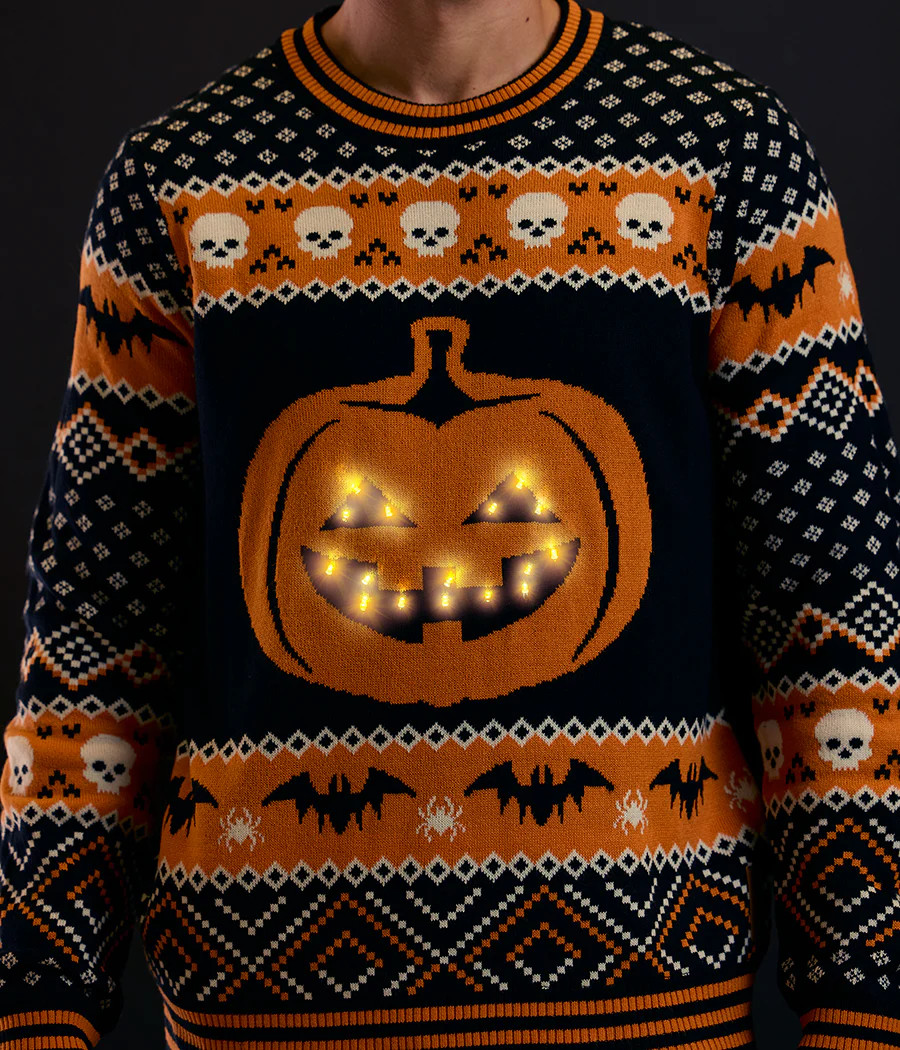 Men's Pumpkin Light Up Sweater - Image 3