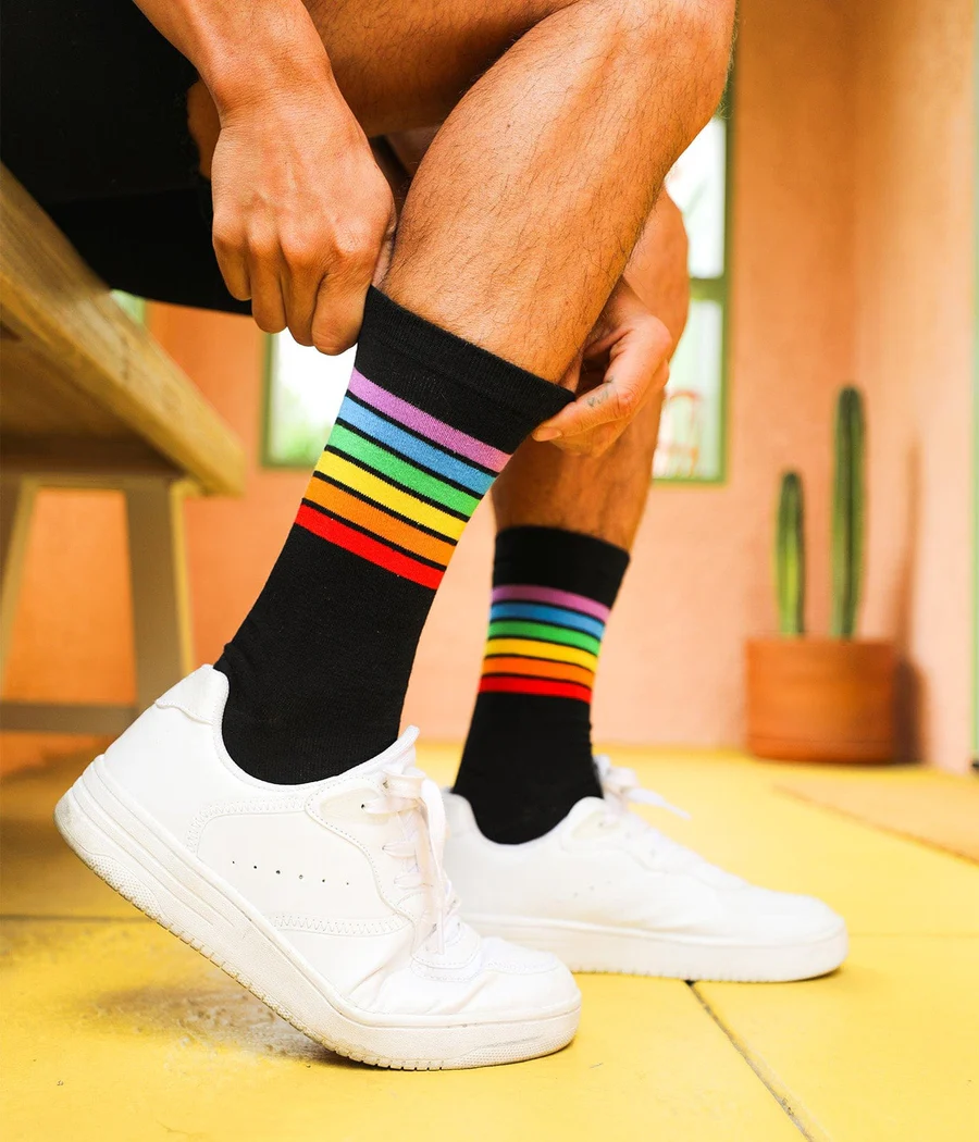 Men's Black Rainbow Socks (Fits Sizes 8-11M) - Image 5