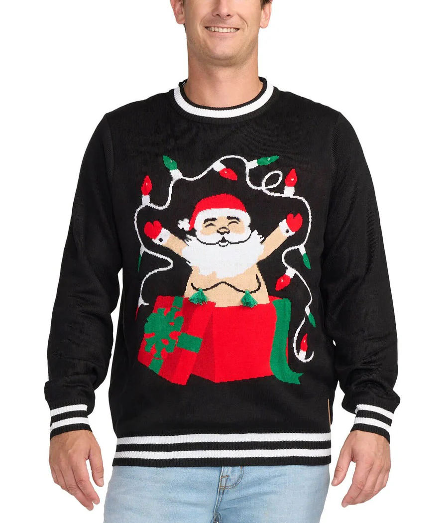 Men's Yuletide Tassels Light Up Ugly Christmas Sweater - Image 3