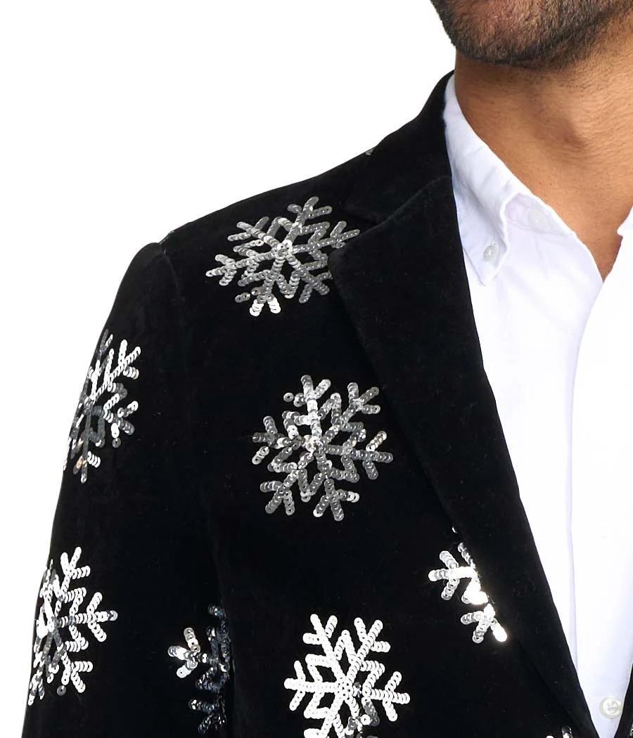 Men's Sequined Snowflake Velvet Blazer - Image 3