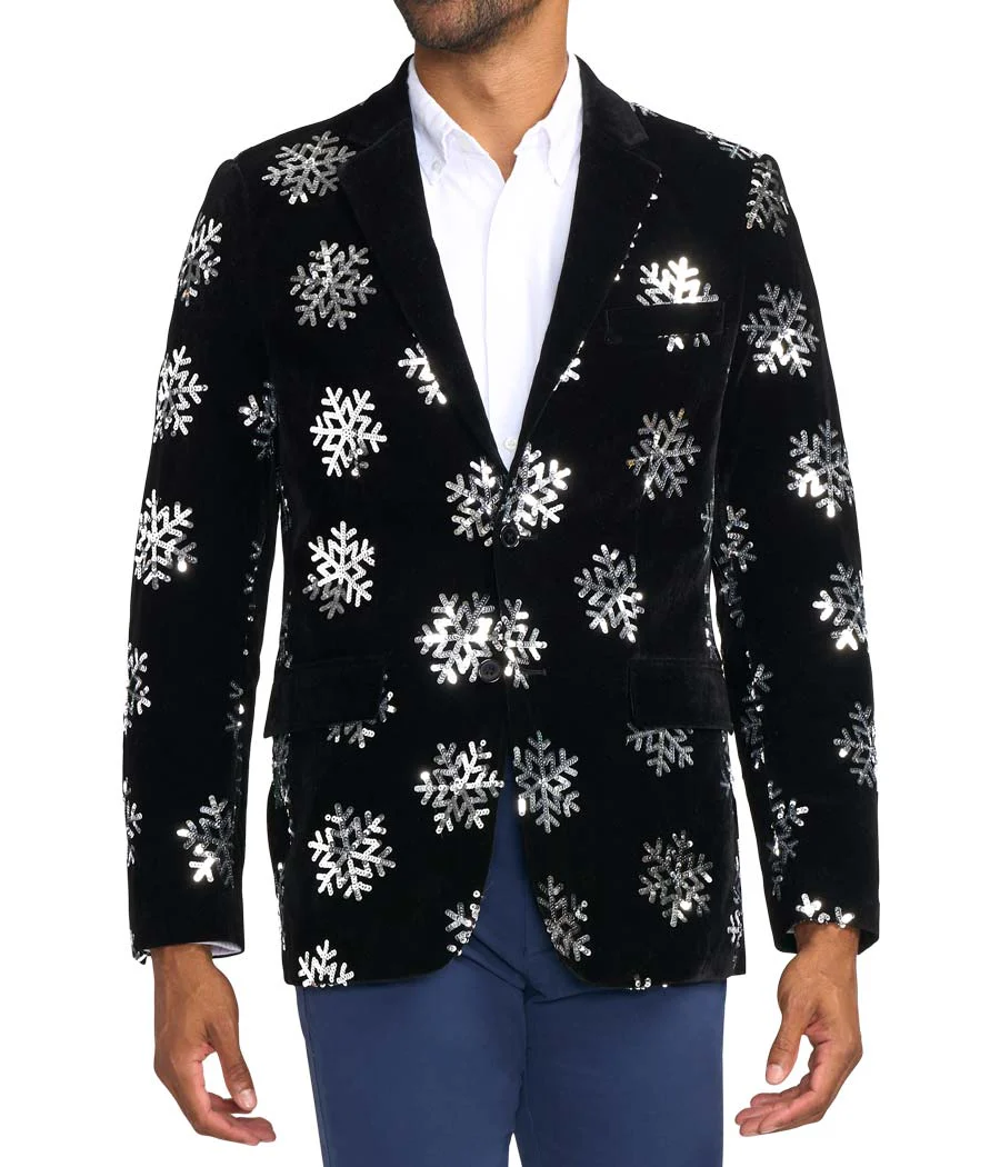 Men's Sequined Snowflake Velvet Blazer - Image 4