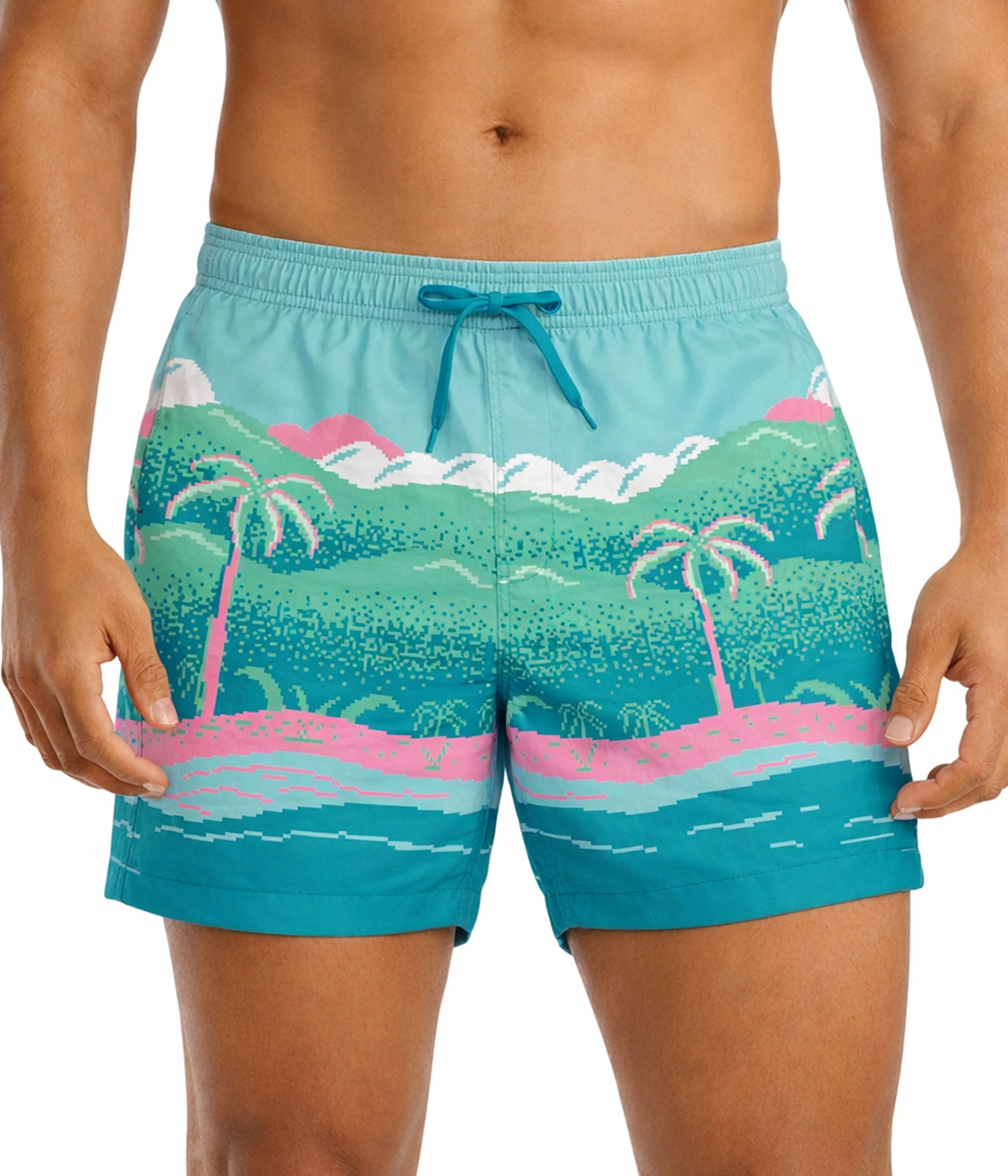 Men's 6" Inseam 8-Bit Paradise Swim Trunks - Image 3
