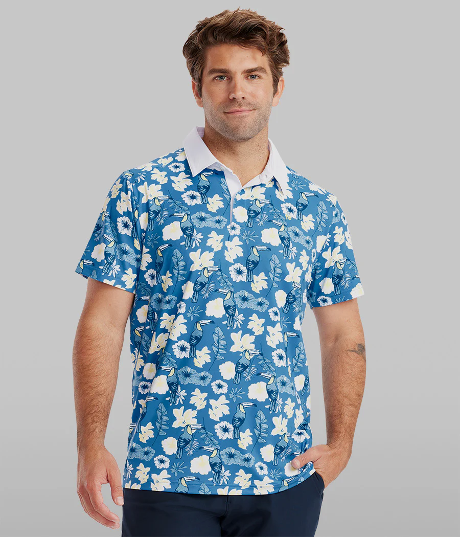 Men's Blue Botanics Disc Golf Polo - Image 2