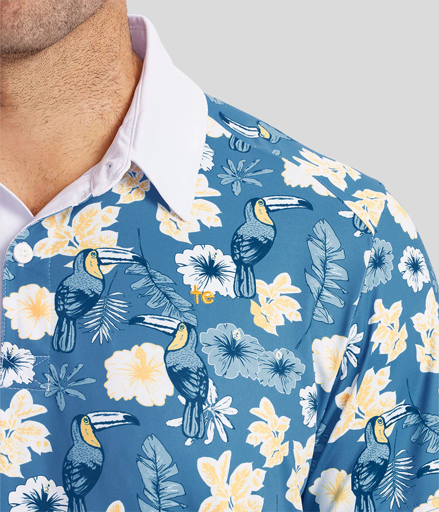 Men's Blue Botanics Disc Golf Polo - Image 4