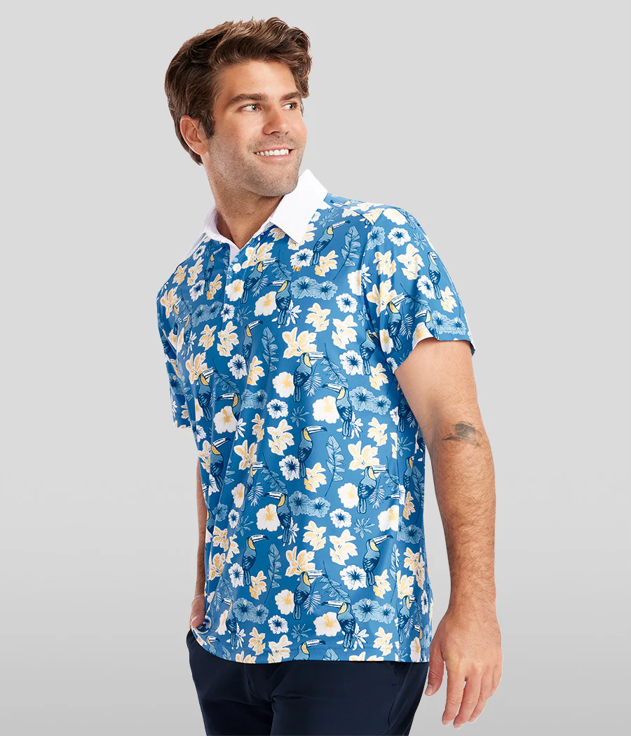 Men's Blue Botanics Disc Golf Polo - Image 5