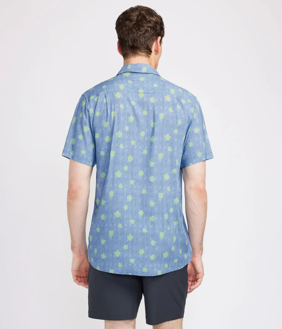 Men's Blue Clover Button Down Shirt - Image 3