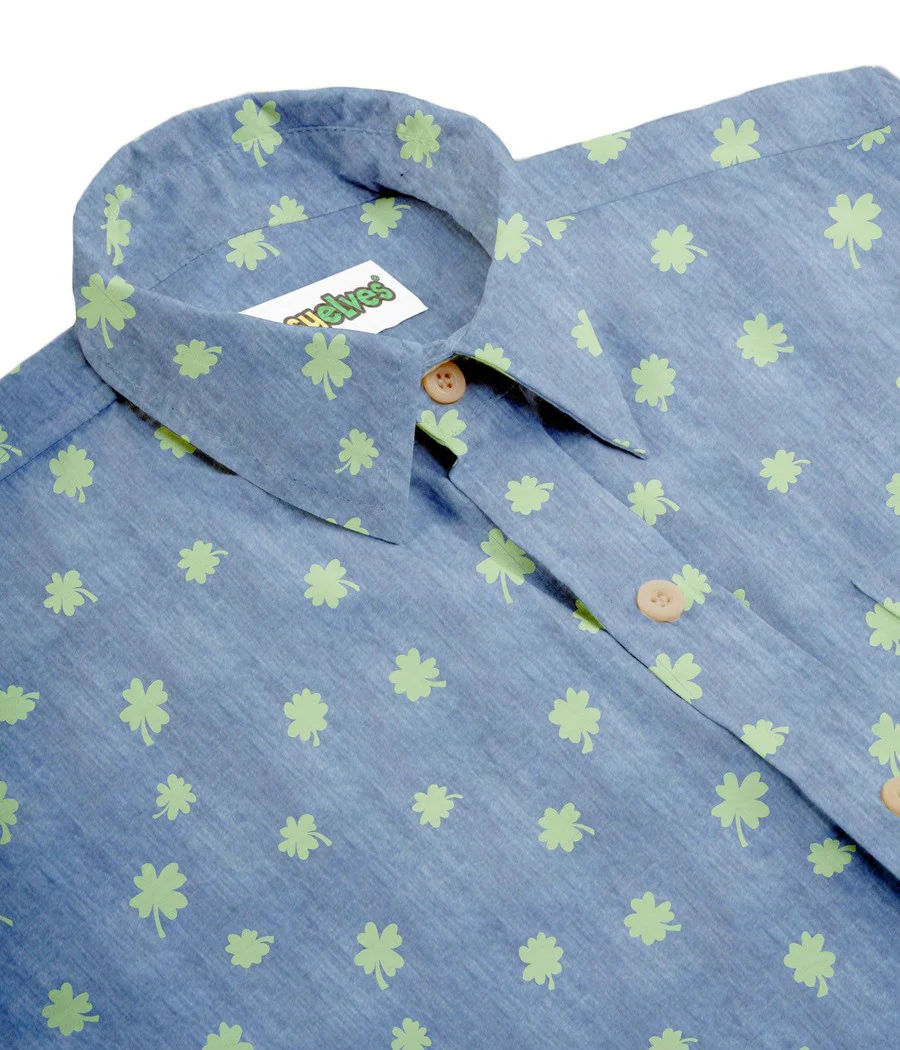 Men's Blue Clover Button Down Shirt - Image 4