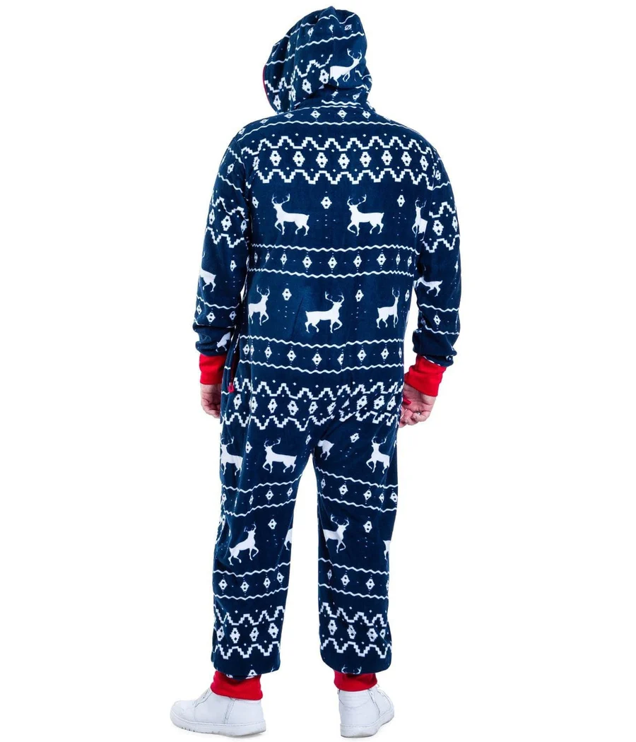 Men's Blue Reindeer Big and Tall Jumpsuit - Image 2