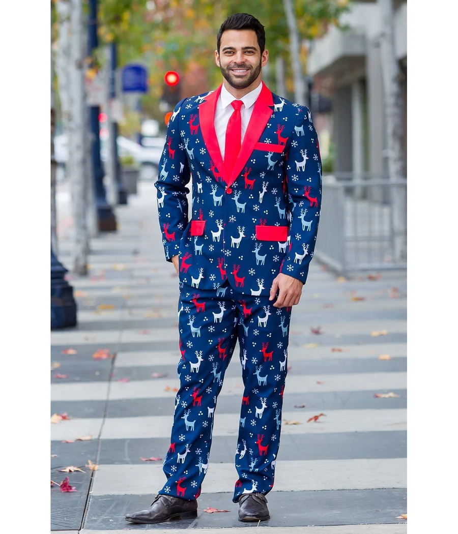 Men's Reindeer Gains Blazer w/ Tie - Image 2