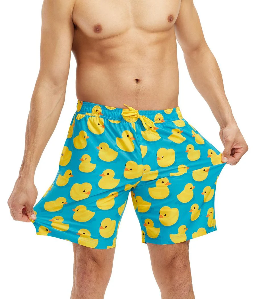 Rubber Ducky Stretch Swim Trunks With Liner - 7.5" Inseam - Image 3