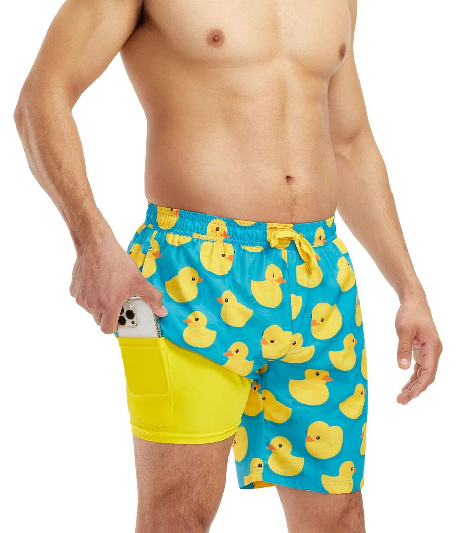 Rubber Ducky Stretch Swim Trunks With Liner - 7.5" Inseam - Image 5