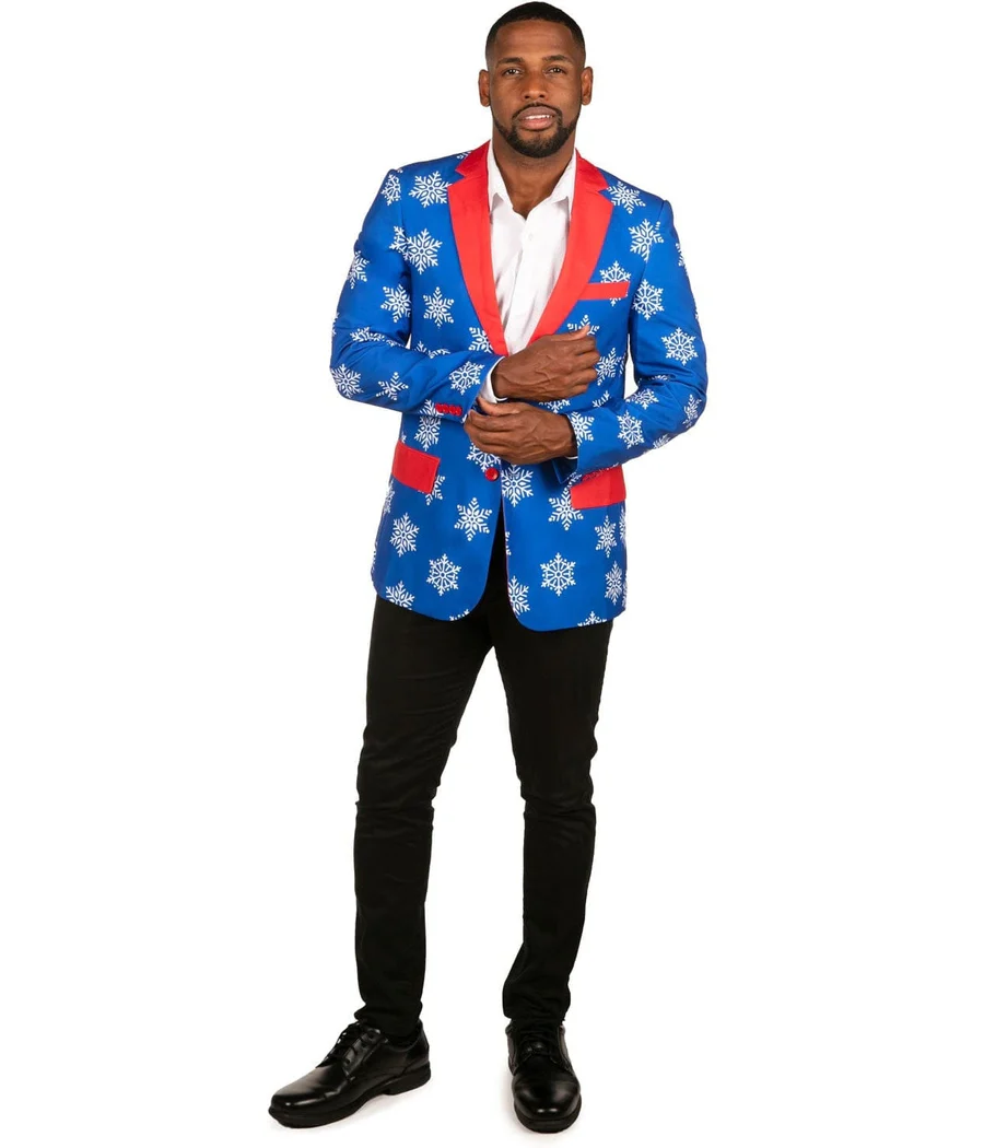 Men's Blue Snowflake Blazer - Image 3