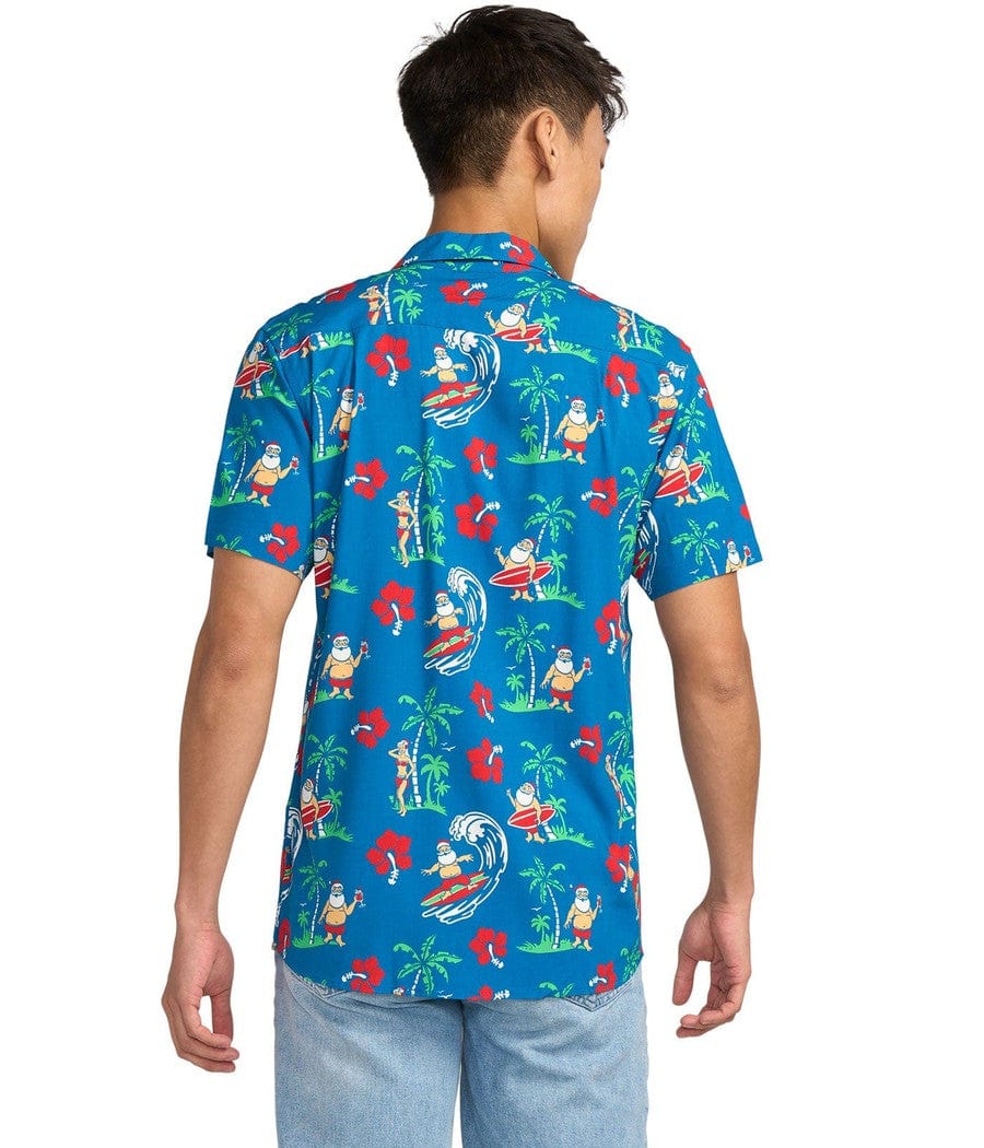 Men's Surf's Up Santa Button Down Shirt - Image 3