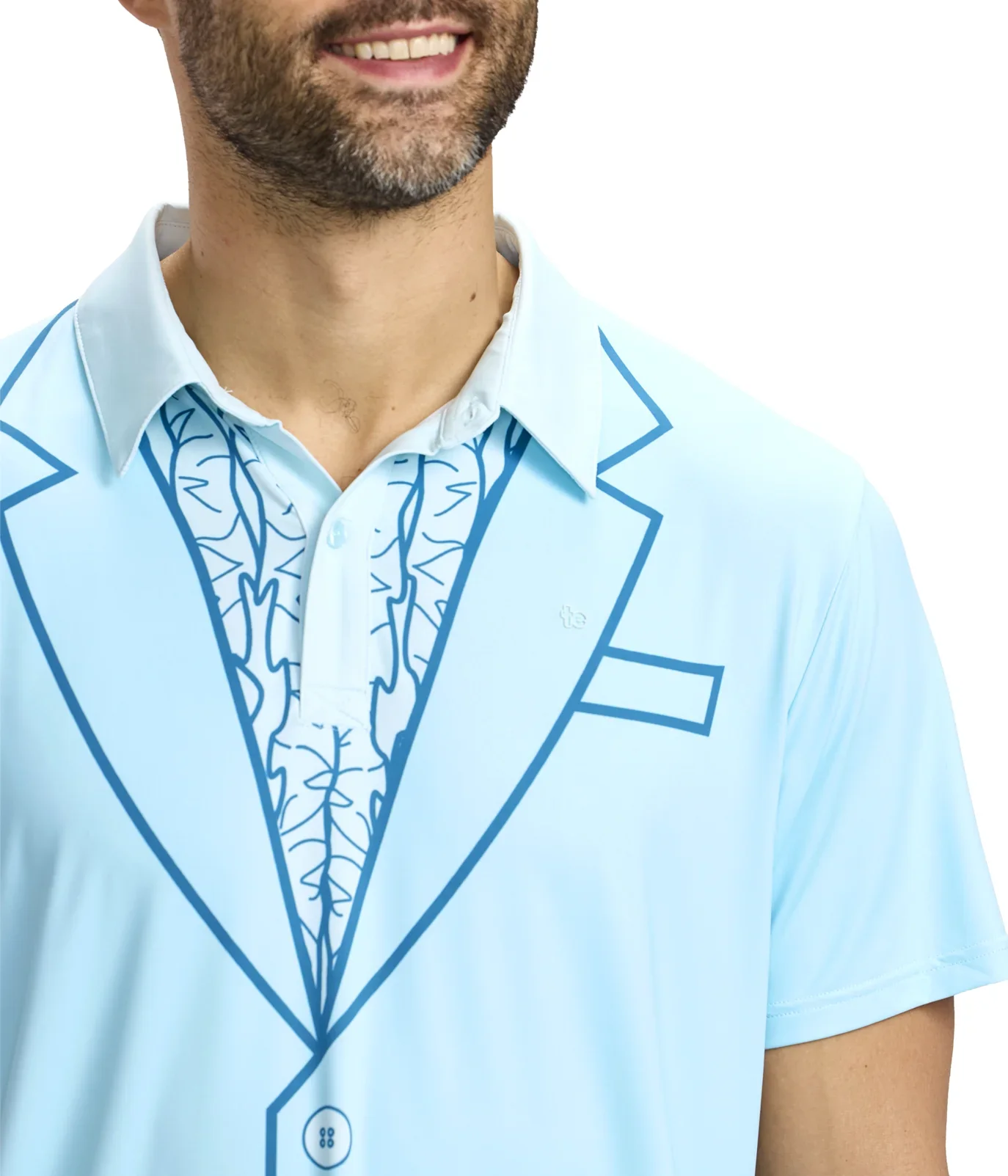 Men's Dumb Blue Tuxedo Golf Polo - Image 4