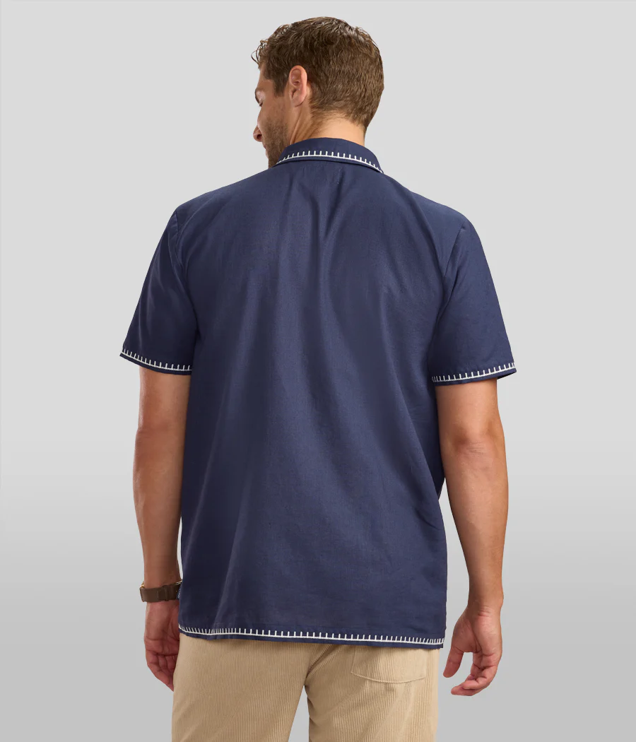 Men's Festive Flamingo Linen Cabana Shirt - Image 4
