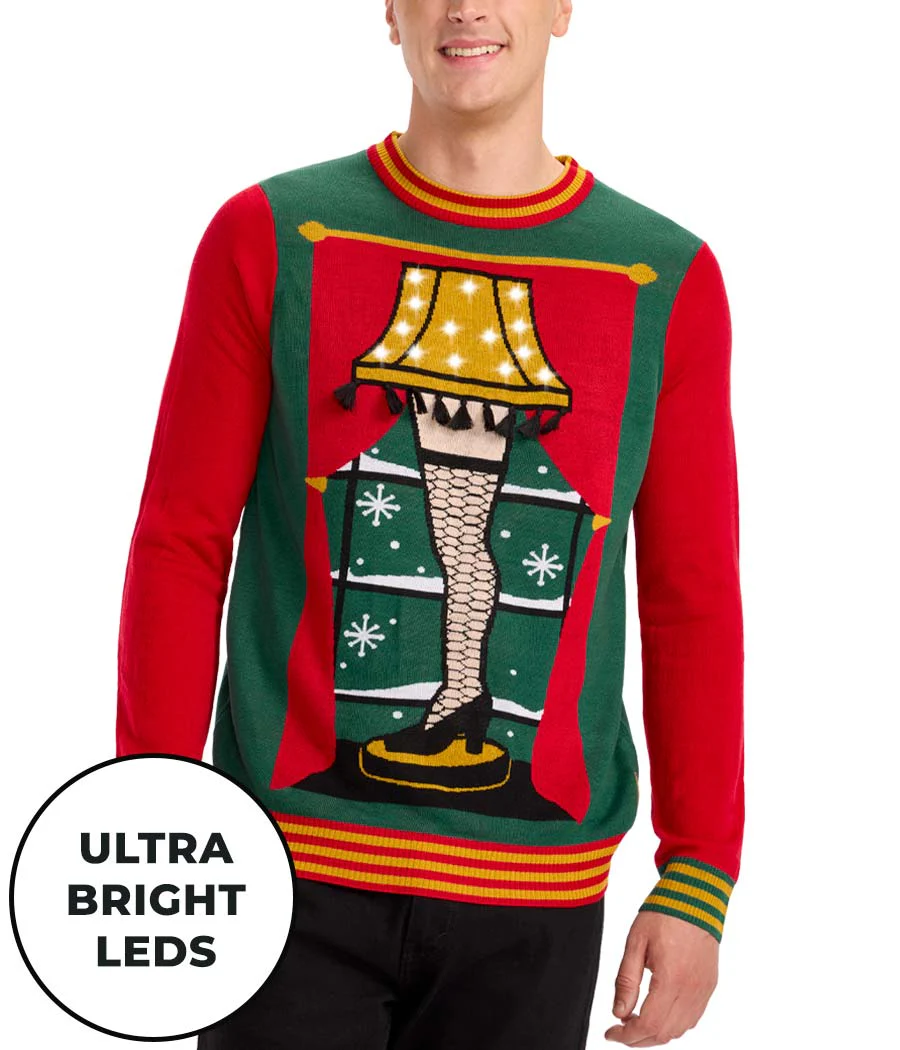 Men's Christmas Story Leg Lamp Light Up Ugly Christmas Sweater - Image 5