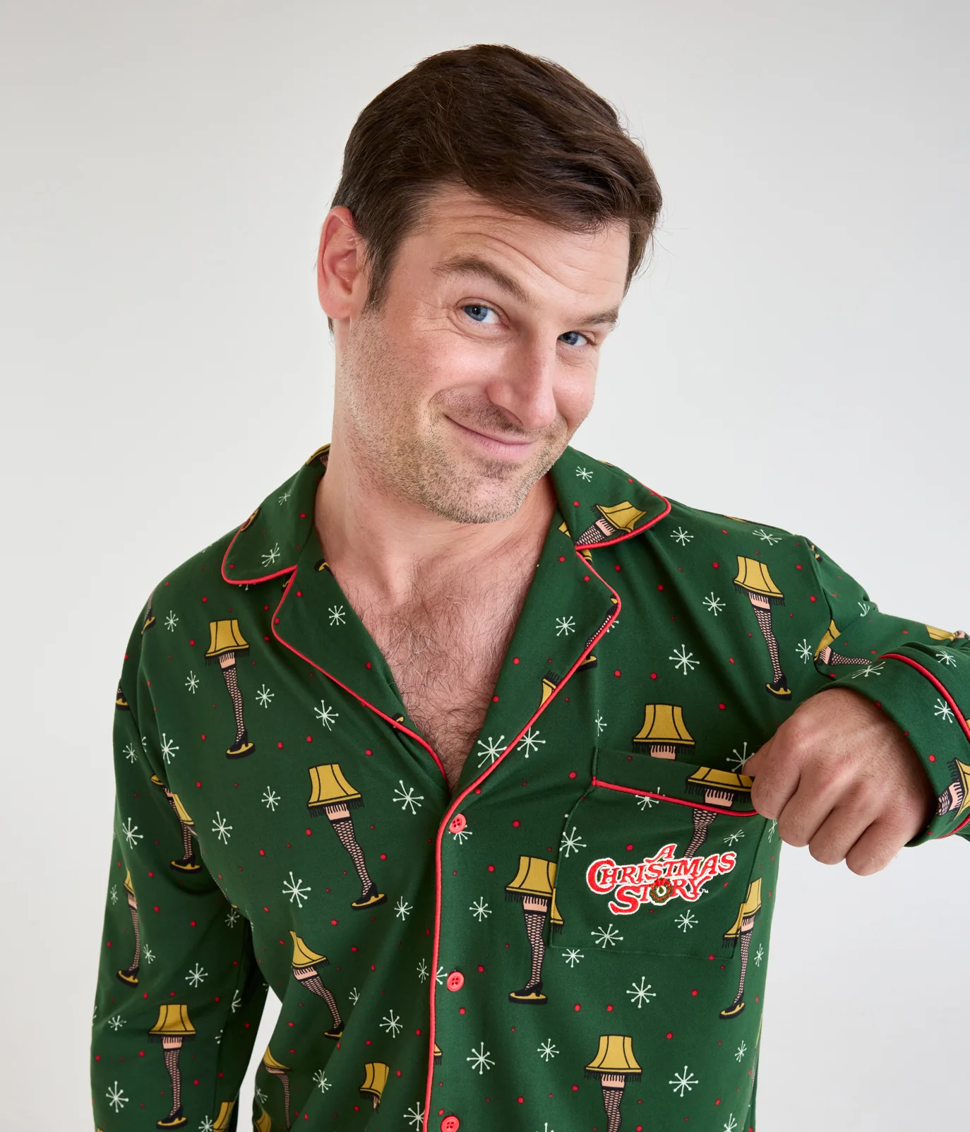 Men's Christmas Story Leg Lamp Lapel Pajama Set - Image 2