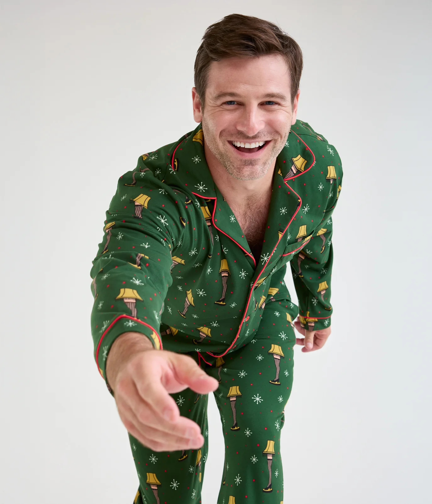 Men's Christmas Story Leg Lamp Lapel Pajama Set - Image 5