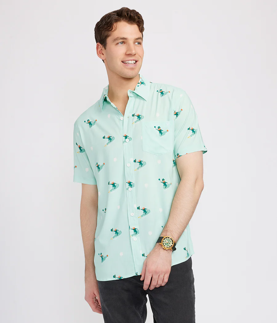 Men's Leprechaun Liftoff Button Down Shirt - Image 2