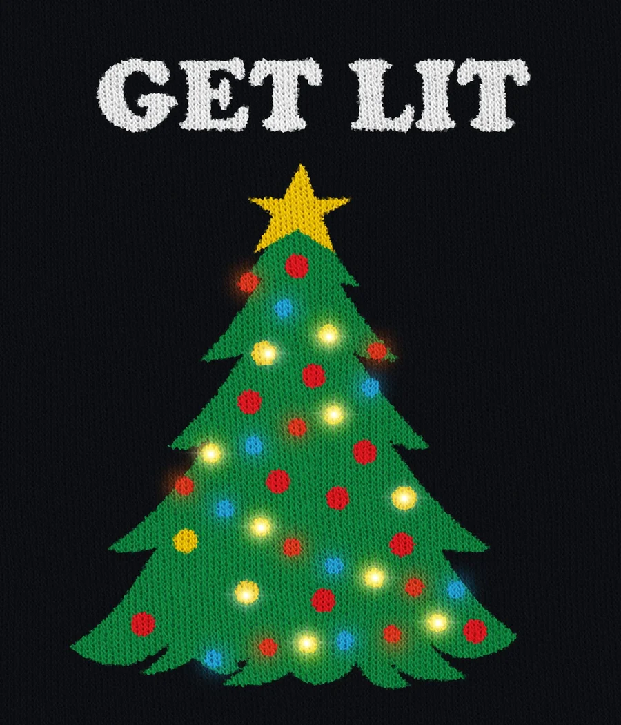 Men's Get Lit Light Up Big and Tall Ugly Christmas Sweater - Image 2