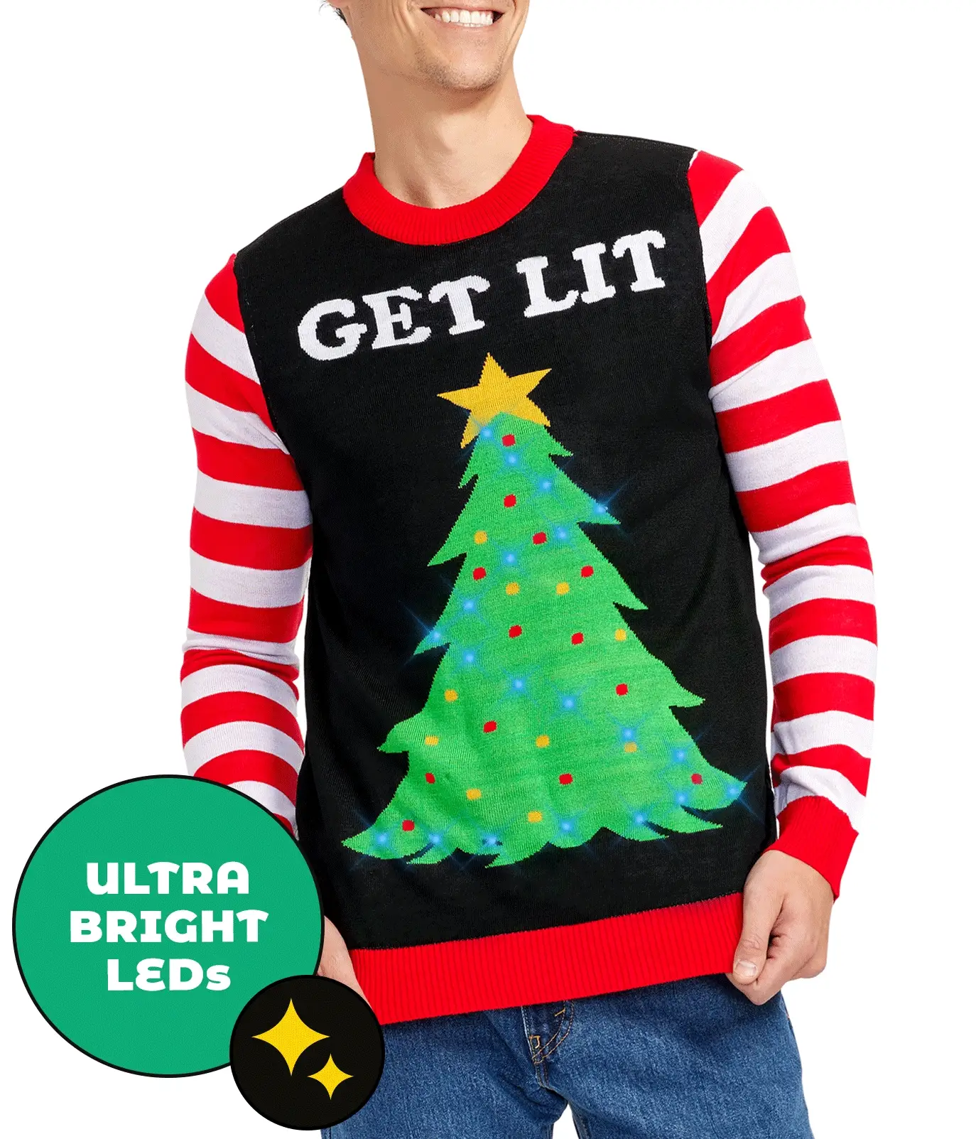 Men's Get Lit Light Up Ugly Christmas Sweater - Image 2