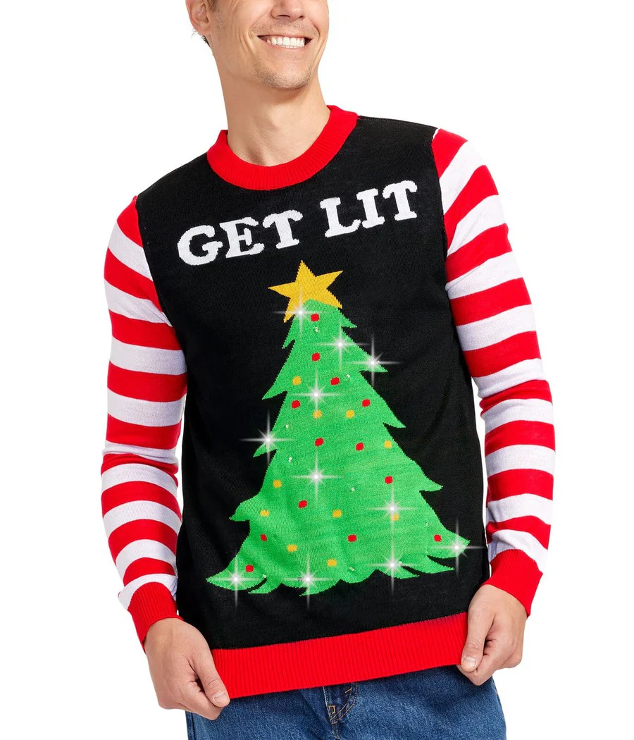Men's Get Lit Light Up Ugly Christmas Sweater - Image 5