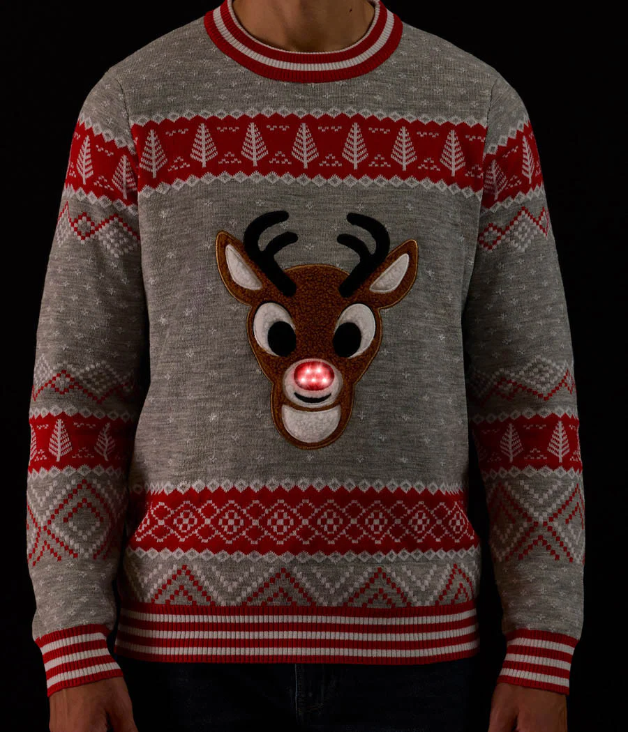 Men's Rudolph Light Up Ugly Christmas Sweater - Image 6