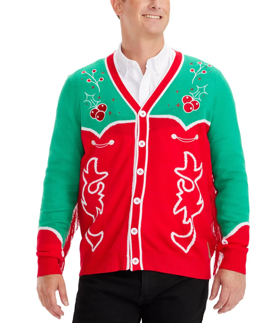 Men's Christmas Cowboy Cardigan Sweater - Image 2