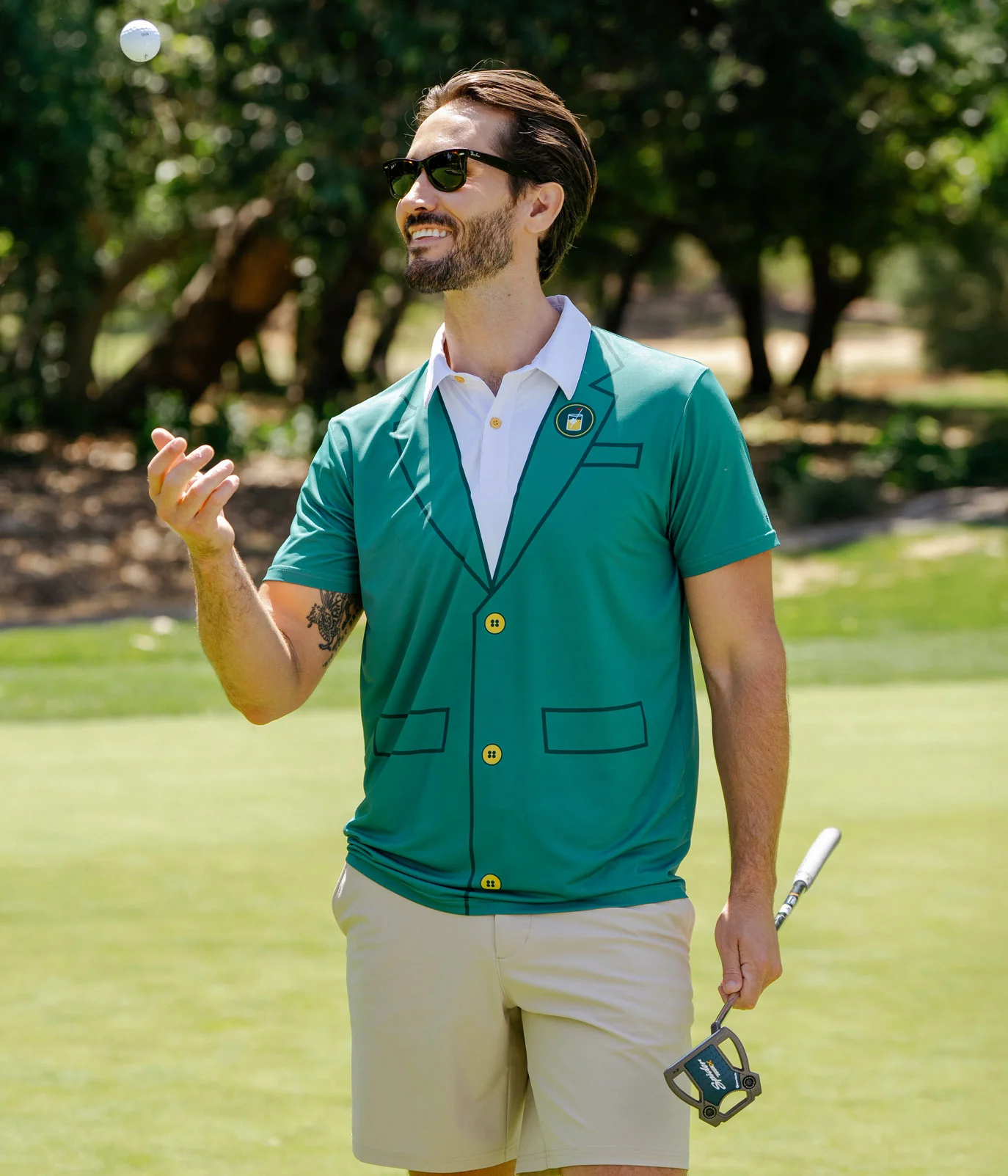 Men's Green Blazer Golf Polo - Image 7