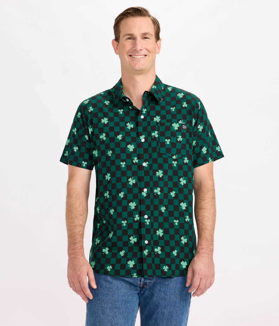 Men's Checkered Clover Button Down Shirt - Image 2