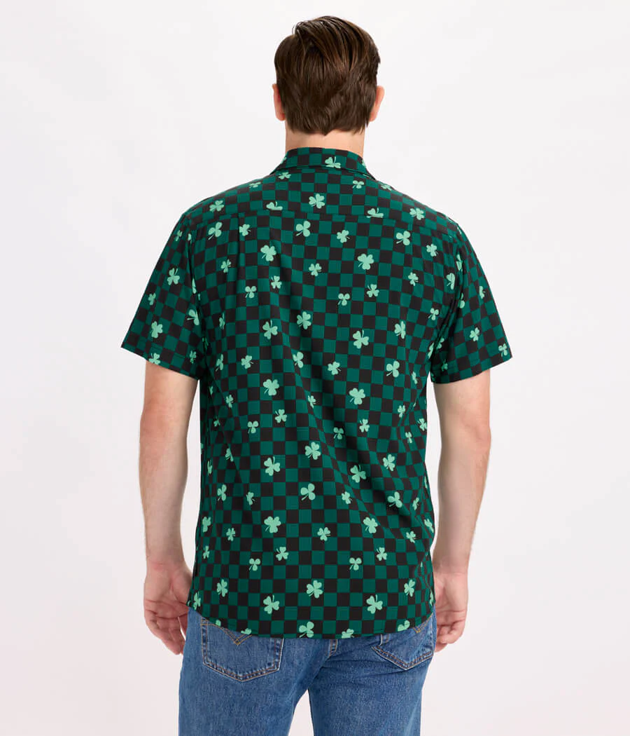 Men's Checkered Clover Button Down Shirt - Image 3