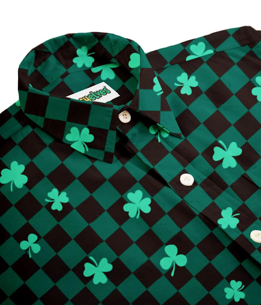 Men's Checkered Clover Button Down Shirt - Image 4